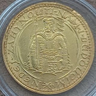 Zlatý Svätováclavský 1 Dukát 1926; autor: J.Benda, O.Španiel; hmotnost : 3,49g; priemer : 19,75mm; materiál : Zlato...