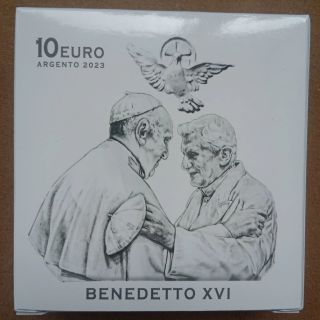 🇻🇦10€ #euro #proof Vatikán 2023 - BENEDETTO XVI. mincovňa: IPZS - Italia; materiál: striebro Ag 925/1000; priemer: 34 mm;...