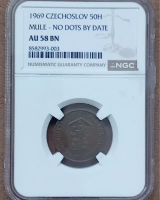 🇨🇿50 halier ČSSR 1969 bez bodiek pri letopočte - AU 58 BN #onlineshopping ➡...