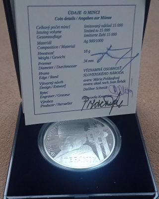 🇸🇰Strieborná zberateľská minca #proof v nominálnej hodnote 10 eur Milan Rastislav Štefánik – 100. výročie úmrtia s...